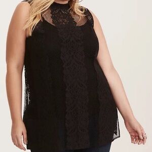 Torrid Black Lace Mock Neck Tank Top
